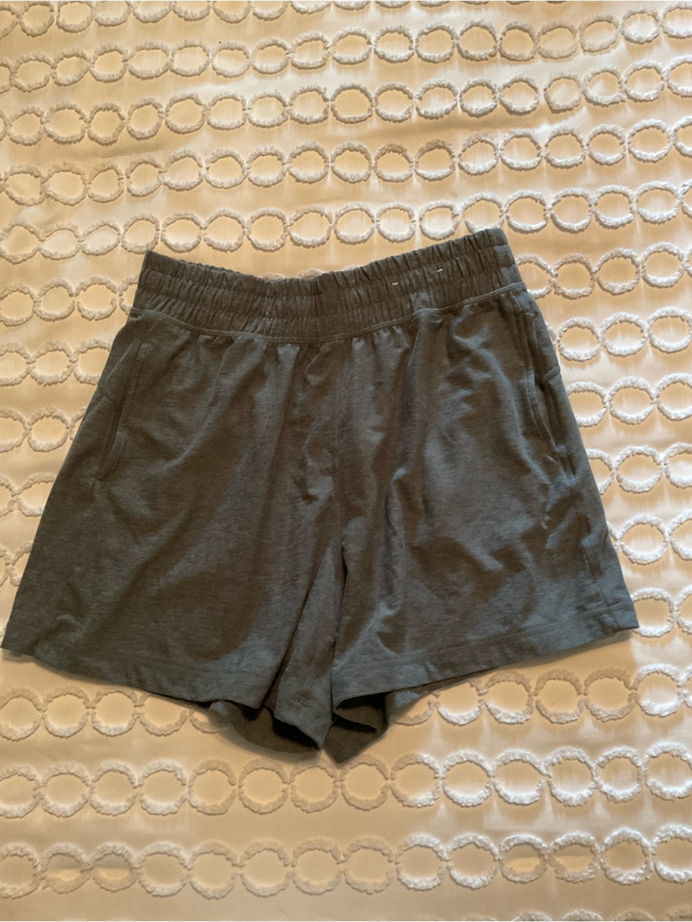 FLX Athletic Elastic-Waist heathered green Shorts with Pockets